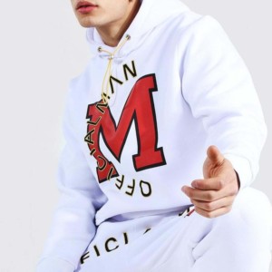 Men's <b>White</b> Hooded Sweatshirt Set Solid Color Casual <b>Jogger</b> Pants Full Tracksuit Breathable Winter Wear - Product Image 4