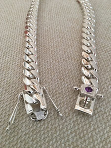 สร้อยคิวบาลิงค์เงินแท้ 925 ขนาด 14 มม. ยาว 20 นิ้ว ประดับด้วยโมอิสซาไนต์รูปกากบาท ชุบแบบพิเศษ สร้อยคอหรูหราสำหรับทั้งชายและหญิง - Product Image 4