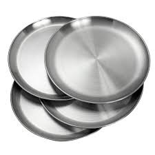 Assiettes en acier inoxydable écologiques, réutilisables, compatibles micro-ondes et lave-vaisselle, pour la restauration, le camping, 14-30 cm - Product Image 5