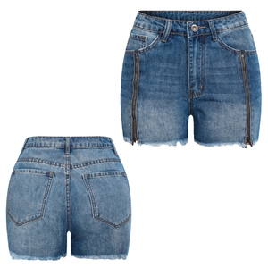 Shorts cargo en jean vintage sexy pour femme, taille haute, délavé, effiloché, déchiré, coupe skinny, style streetwear décontracté d'été, hot pants - Product Image 1