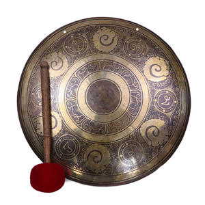 Gong Tibétain Artisanal en Bronze Samyak, Diamètre 65cm, Poids 5kg, Motif Mandala Intricate pour la Méditation et la Guérison Sonore - Product Image 4