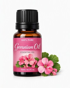 Aceite Esencial de Geranio 99.0%-99.5% Puro, Extracto de Planta Destilado al Vapor, Aceite de Aromaterapia Floral de 15ml para Masajes y Cuidado Diario - Product Image 1