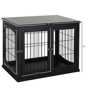 "Chewproof Rectangle Pet Furniture Small Dog <b>Crate</b> Stylish Black for Villa Living" - Product Image 3