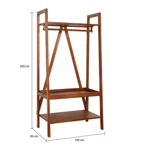 Colgador de ropa plegable de instalación gratuita, soporte de almacenamiento de ropa de madera con ruedas, estante de ropa para colgar libremente para sala de estar - Product Image 2