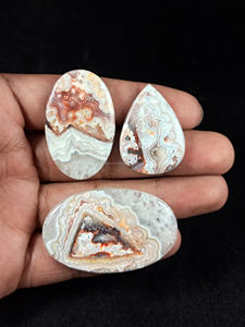 Lote al por mayor de cabujones naturales de ágata de encaje loco, varias formas y tamaños, piedras preciosas sueltas para la fabricación de joyas - Product Image 6