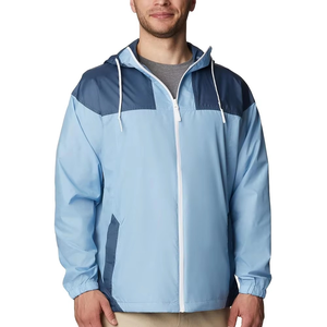Men's Hooded Color Blocking Windproof Jacket Casual Spring Wear Polyester Zipper Closure Regular Fit - Product Image 1