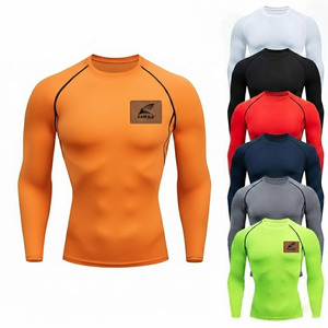 OEM Service Custom Logo Long Sleeve Gym Compression <b>Shirt</b> 100% Cotton Solid Pattern - Product Image 4