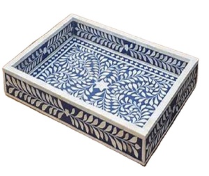 2024 Axiom Home Accents Ágata Piedra natural Madre Perla Bandeja para servir con incrustaciones de hueso de resina floral Bandeja decorativa de cocina - Product Image 5