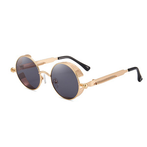 RTS Fashion Round Metal Steam Punk UV Protection <b>Sunglasses</b> with Spring Hinges for Men Women Trending 2026 - Product Image 1