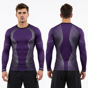 Maillot de compression sublimé rouge et noir à manches longues pour la performance athlétique, en tissu sport respirant et extensible - Product Image 6
