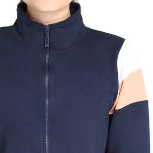 Ensemble de survêtement pour femmes, bleu marine, couleur contrastée, fermeture éclair intégrale, manches longues, style sportif avec poches latérales, respirant - Product Image 5