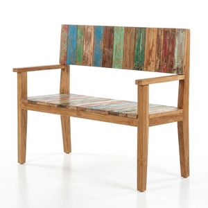 Banc de patio en bois massif peint et récupéré KAG, 2 places - Product Image 1