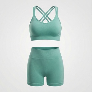 Ensemble de yoga pour femmes, vêtements de fitness, soutien-gorge de sport et leggings, tenue de sport pour la gym, l'entraînement et les exercices, couleur personnalisée - Product Image 1
