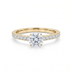 Bague de mariage et de fiançailles en or massif 10K 14K 18K, diamant de laboratoire rond couleur DEF clarté VS VVS, certifié IGI - Product Image 4
