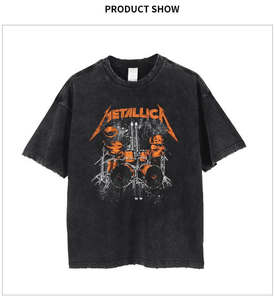 T-shirt Homme Col V Oversize Noir Délavé à l'Acide 100% Coton, Manches Courtes Amples, Personnalisable avec Logo, Qualité Supérieure, Style Vintage - Product Image 2