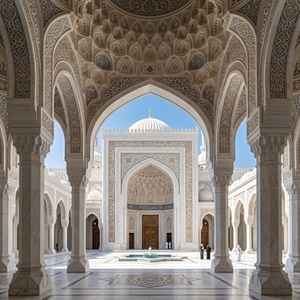 Sculpture murale décorative en pierre de marbre Hayat Group, motif arche islamique, pour affichage de monuments intérieurs - Product Image 3