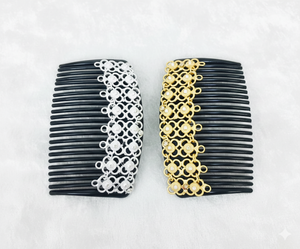 Peigne à cheveux vintage plaqué or, fait main, écologique, étanche, élégant, en alliage, avec mini pierres rouges et motif floral, pour mariée - Product Image 6