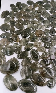 Cabochon de quartz rutilé vert naturel, taille cœur/coussin/ovale/poire, avec inclusions capillaires, pour la création de bijoux, effet de jeu de couleurs, taille libre - Product Image 5