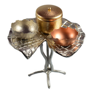 Mejor Plato Dorado con Tazones, Diseño para Bodas, Decoración de Mesa, Diseño con Metal de Aluminio, Productos Artesanales Indios - Product Image 2