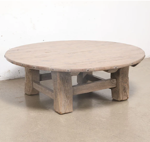 Mesa de Centro Rústica de Madera Maciza Hecha a Mano, Estilo Tronco Bajo, Acabado Natural, Muebles para Sala de Estar - Product Image 2