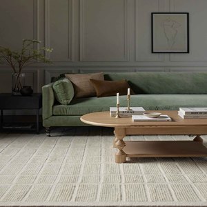 Tapis de zone minimaliste en grille ivoire, géométrique moderne, tufté à la main, neutre, pour salon et chambre, style artisanal, décoration de sol pour la maison - Product Image 5