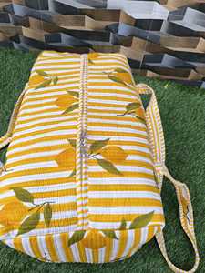 Large Quilted Cotton Bohemian Fashion Duffle Bag with Floral Print ZIP Closure Two <b>Straps</b> <b>Shoulder</b> Travel Bag - Product Image 3
