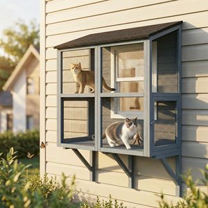 Recinto per Gatti da Esterno Impermeabile Grigio 39.4"L con Tetto - Cuccia per Gatti - Product Image 2