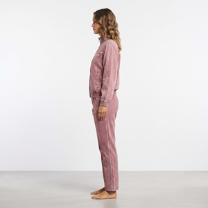 Conjunto de dos piezas de chándal para mujer: Chaqueta con cremallera completa y ribetes en contraste, lavado ácido, corte regular, y pantalón de chándal. La mejor calidad. - Product Image 3