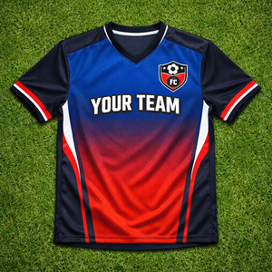OEM Custom <b>Soccer</b> Jersey Manufacturer Short Front Quick Dry Breathable 100% Polyester Fabric Custom Embroidered Player Name - Product Image 1