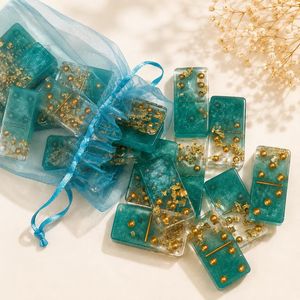Handmade Resin <b>Domino</b> <b>Set</b> | Ocean-Inspired <b>Dominoes</b> | Luxury Game <b>Set</b> - Product Image 3