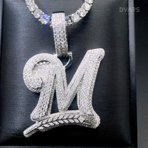 Colgante Personalizado con Letra Inicial VVS Moissanite, Totalmente Cubierto de Diamantes, Alfabeto de la A a la Z, Número, Plata de Ley 925, Chapado en Oro de 18K - Product Image 3