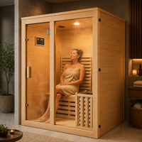 Ruang Sauna Dalam Ruangan Modern Berbentuk Kubus dari Kayu Hemlock Kaitong Tradisional untuk 1 2 3 4 Orang, dengan Pemandangan Panorama, Sistem Uap Kering, Cocok untuk Vila