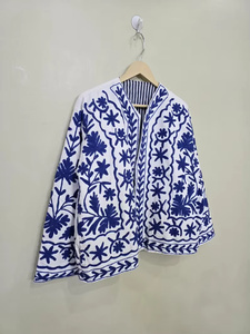 MONIT MARKETING Velvet Suzani Bomber <b>Jacket</b> Hand Embroidered Boho Vintage Short Coat <b>Reversible</b> Free Size Ethnic Wear - Product Image 4
