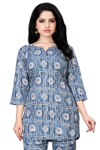 Conjunto de 2 piezas de poliéster y rayón gris estampado para mujer, cuello redondo, chándal ecológico para dama, venta al por mayor, fabricante a granel - Product Image 2