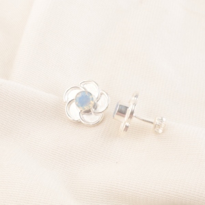 Fancy Indian Luxury 925 Sterling <b>Silver</b> <b>Stud</b> Earrings with Milky Opal and Freshwater Pearl for Unisex Wedding & Everyday Wear - Product Image 2