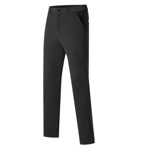 Pantalon formel gris clair pour homme en mélange de laine, coupe droite, taille mi-haute, fermeture boutonnée, poches latérales, idéal pour le printemps - Product Image 2