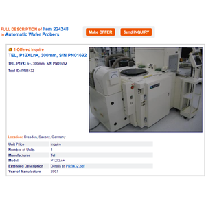 Machine de sondage de wafers TEL P-12XLn+ - Équipement et pièces semi-conductrices de renommée mondiale - Product Image 5
