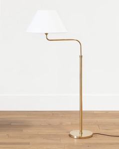 Modern Brass Finish <b>Table</b> <b>Lamp</b> Cone Fabric Shade LED Bedside Desk Light for Living Room <b>Study</b> - Product Image 3