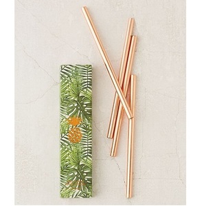 Food Grade Copper Bent Drinking <b>Straw</b> Set <b>Reusable</b> Metal Beverage <b>Straws</b> for Juice Smoothies Cocktails and Beverages - Product Image 3