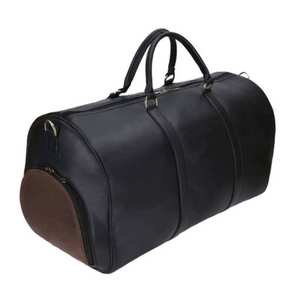 Bolsa de Viaje de Cuero Negra con Panel Lateral Marrón, Gran Capacidad, Sistema de Transporte con Asa - Cuero 2026 - Product Image 4