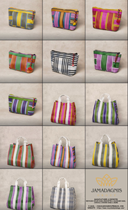 Estuche cosmético de moda superior con cremallera y logotipo personalizado de calidad superior Caja de maquillaje de nailon reciclado a rayas duradera para viajes - Product Image 4