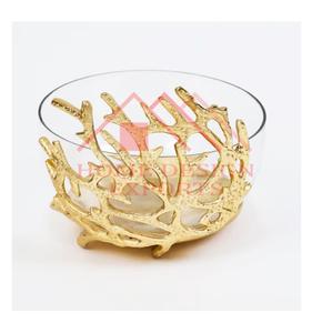 Bol en métal de vente chaude Ensemble de 4 bols de service aux fruits et noix au design de luxe - Product Image 1