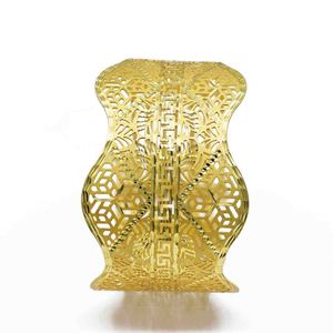 Wholesale Women's 14K 18K <b>24K</b> Dye <b>Gold</b> Plated Flower Pattern Cuff <b>Bracelet</b> Featuring Intricate Filigree Design Dangling Cuff - Product Image 3