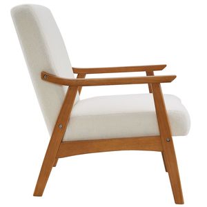 Poltrona Singola da Interno in Legno Massello con Braccioli in Velluto Teddy, Sedia Relax Bianco Crema con Schienale per Uso Alberghiero - Product Image 5