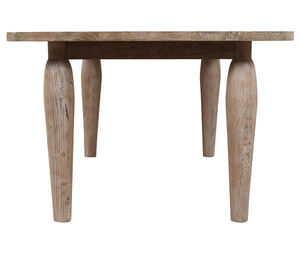 Table de salle à manger moderne en bois de manguier massif, finition naturelle, blanchie au sable, style rustique, plateau carré, pieds ronds courbés - Product Image 4