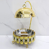 Serveur de buffet moderne de luxe 8L en acier inoxydable doré, alimenté au carburant, pour la restauration, les hôtels, les restaurants, les mariages