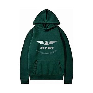 Sweat-shirt à capuche oversize pour homme Fly Fit, 100% coton molletonné, uni, streetwear décontracté, automne, logo sur le devant, 370g - Product Image 1