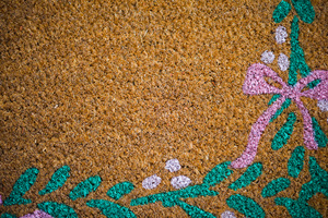 Coco Blossom Bow Printed Coir Doormat with PVC Backing Floral Border Design Natural Fiber Entrance <b>Mat</b> Anti <b>Slip</b> Door <b>Mat</b> - Product Image 4