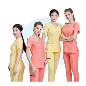 ชุดยูนิฟอร์มพยาบาลแบบสวมใส่สบาย ราคาดี ชุดสครับยืดได้ ชุดพยาบาลสั่งทำพร้อมปักโลโก้ FMF uniform - Product Image 4