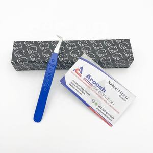 แหนบถอนขนตาสแตนเลสสตีลแข็งแบบมืออาชีพ90องศาอุปกรณ์ต่อขนตาสีฟ้าดีไซน์รูปหัวใจ - Product Image 1